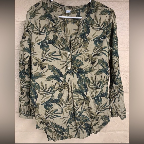 Old Navy sz Med Palm Leaf Cotton tunic - Picture 1 of 4